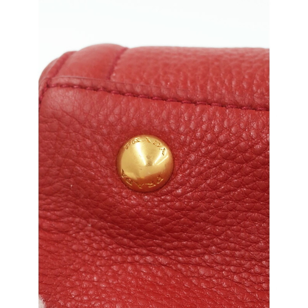 Prada Vitello Daino leather shopping tote bag pebbled leather Red - Picture 9 of 9